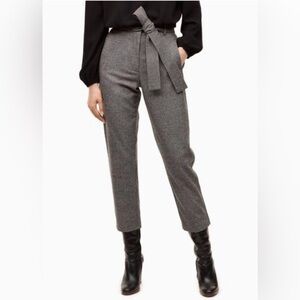 Aritzia Wilfred Wool Cashmere Blend Tie-Front High-waisted Belted Pants, Size 0
